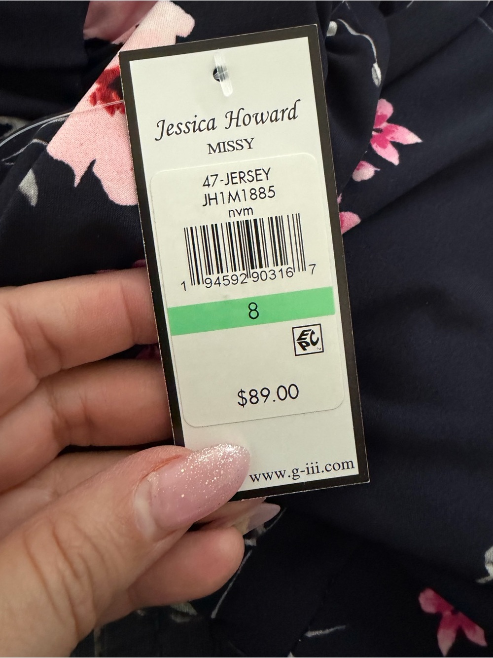 Jessica Howard Black Midi Dress with Pink Floral Print - Picture 6 of 6